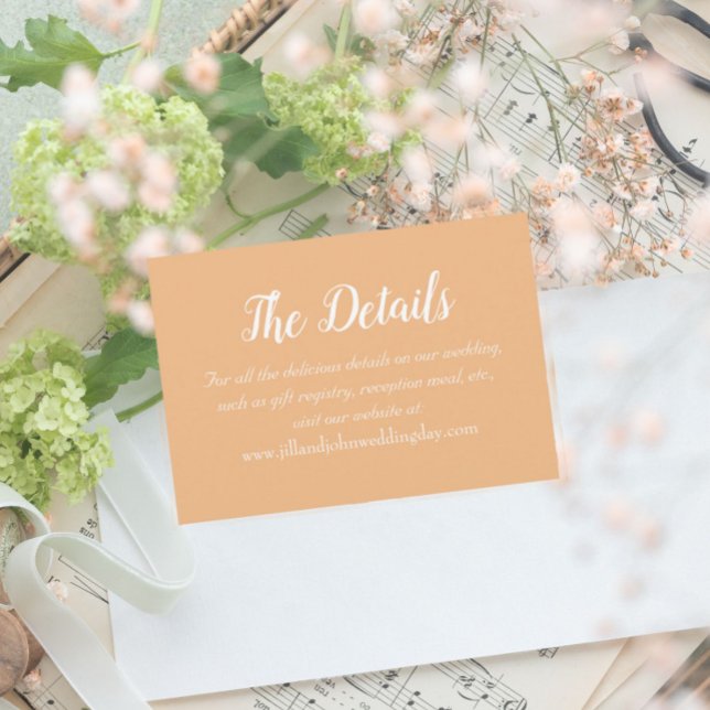Cartão De Informações Detalhes do Casamento do Estilo Simples Peach (In Situ Wedding)