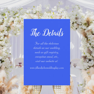 Cartão De Informações Detalhes do Casamento do Estilo Simples Real Azul
