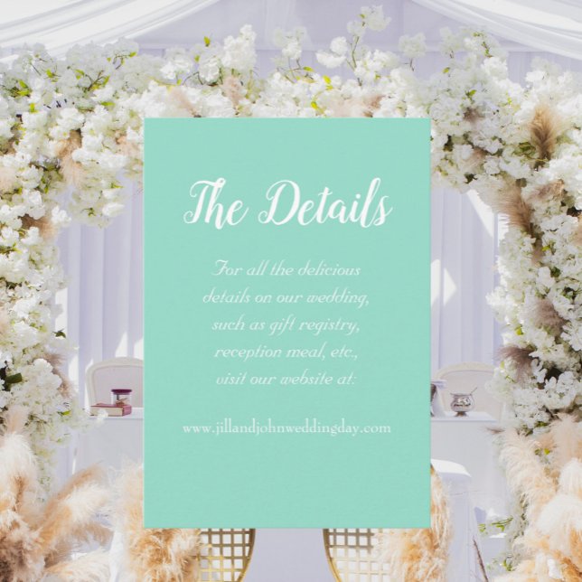 Cartão De Informações Detalhes do Casamento do Estilo Simples Seafoam (In Situ Wedding)