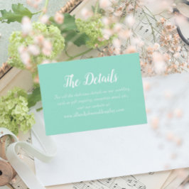 Cartão De Informações Detalhes do Casamento do Estilo Simples Seafoam
