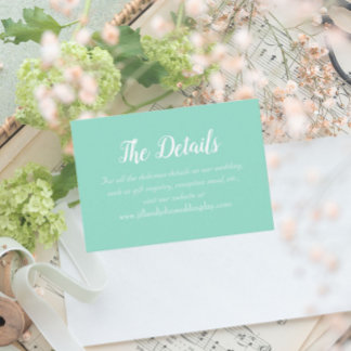 Cartão De Informações Detalhes do Casamento do Estilo Simples Seafoam