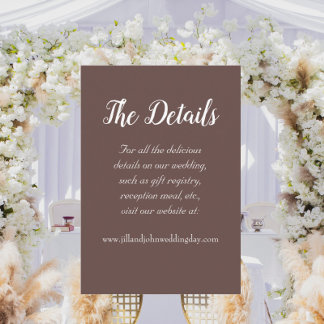 Cartão De Informações Detalhes do Casamento do Estilo Simples Taupe