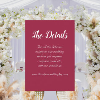 Cartão De Informações Detalhes do Casamento do Estilo Simples Vinho Verm