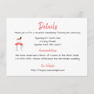 Cartão De Informações Detalhes do Casamento do Flamingo Rosa Luau de Ver