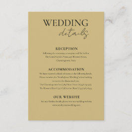 Cartão De Informações Detalhes do Casamento do Folha Ginkgo Dourado Chic