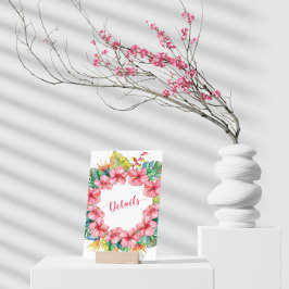 Cartão De Informações Detalhes do Casamento do Hibisco Tropical Havaiano