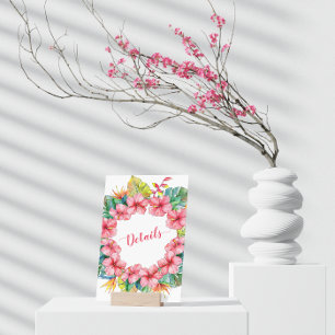 Cartão De Informações Detalhes do Casamento do Hibisco Tropical Havaiano