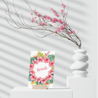 Cartão De Informações Detalhes do Casamento do Hibisco Tropical Havaiano