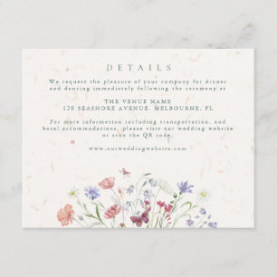 Cartão De Informações Detalhes do Casamento do Jardim de Flores Selvagen