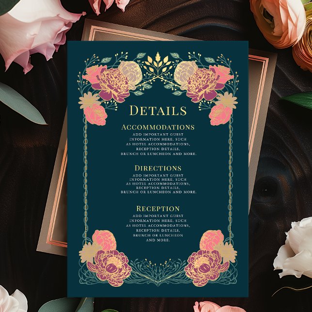 Cartão De Informações Detalhes do Casamento do Jardim Floral Encantado F (Criador carregado)