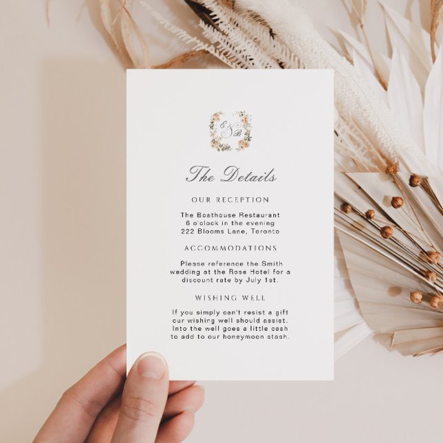 Cartão De Informações Detalhes do Casamento do Jardim Floral Verde Elega (Criador carregado)