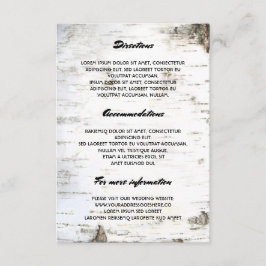 Cartão De Informações Detalhes do Casamento do Latido Rustic Birch - Inf