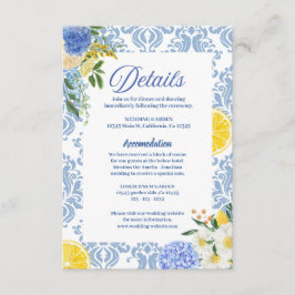 Cartão De Informações Detalhes do casamento do limão mediterrânico de Ve