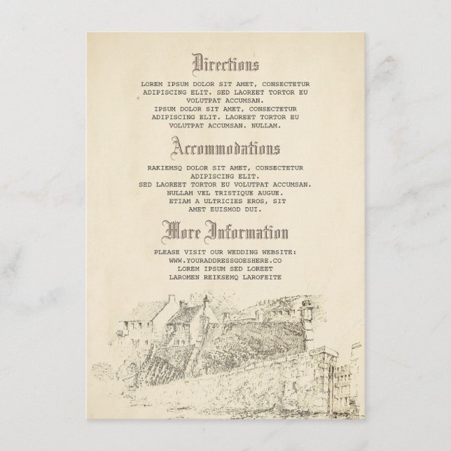 Cartão De Informações Detalhes do Casamento do Livro de Histórias Antiga (Frente)