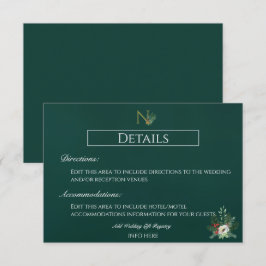 Cartão De Informações Detalhes do Casamento do Monograma de Natal