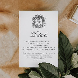 Cartão De Informações Detalhes do Casamento do Monograma do Script Elega