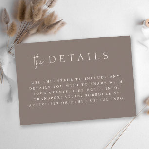 Cartão De Informações Detalhes do Casamento do Monograma Minimalista Mod