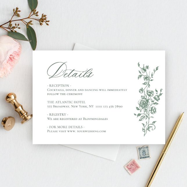 Cartão De Informações Detalhes do Casamento do Ornamentado Vitoriano Gra (Criador carregado)