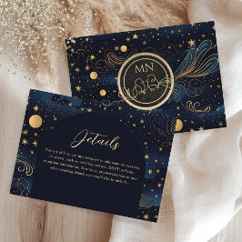 Cartão De Informações Detalhes do Casamento do Ouro da Marinha Celestial