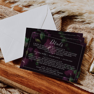 Cartão De Informações Detalhes do Casamento do Padrão Preto dos Blooms R