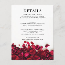Cartão De Informações Detalhes do casamento do Rosa vermelha