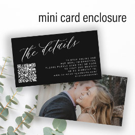 Cartão De Informações Detalhes do casamento do script elegante do QR