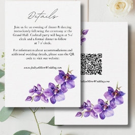Cartão De Informações Detalhes do casamento do script Orquídeo Roxo
