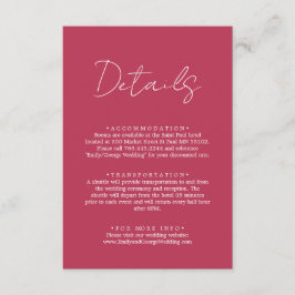 Cartão De Informações Detalhes do Casamento do Script Simples Elegante V