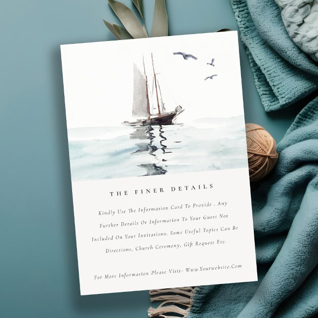 Cartão De Informações Detalhes do Casamento do Yacht de Navegação Náutic (Criador carregado)