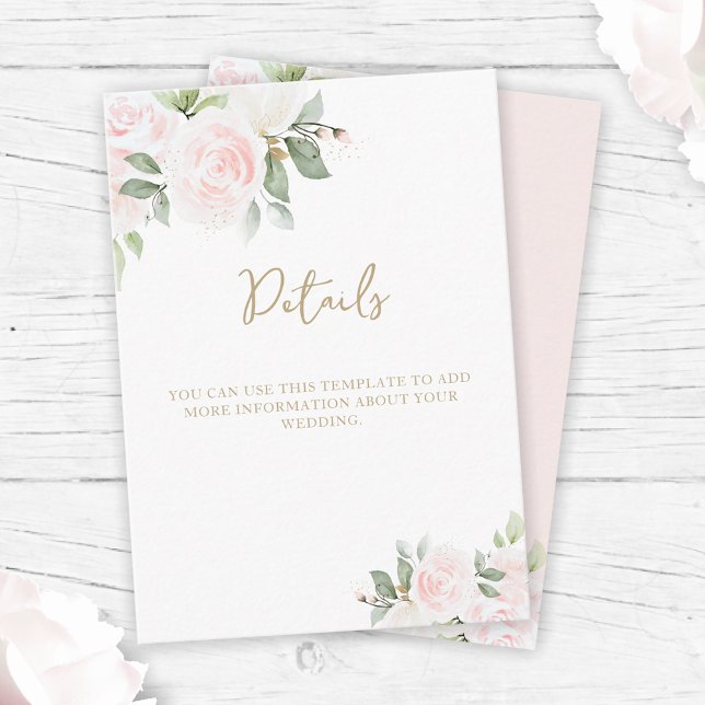 Cartão De Informações Detalhes do Casamento Dourado de Aquarela Floral E (Criador carregado)