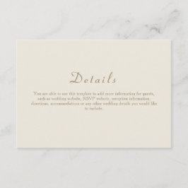 Cartão De Informações Detalhes do Casamento Dourado de marfim legante