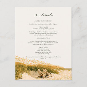 Cartão De Informações Detalhes do Casamento Dune Chairs Sea Oats Emerald