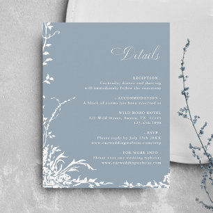 Cartão De Informações Detalhes do Casamento Dusty Blue no Jardim Botânic