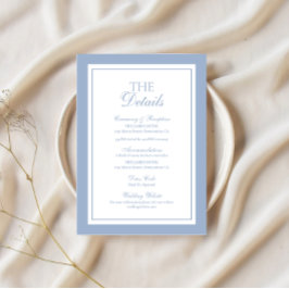 Cartão De Informações Detalhes do Casamento Dusty Blue Old Money Enclosu