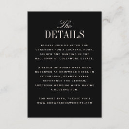 Cartão De Informações Detalhes do Casamento Elegância Clássica Creme Pre