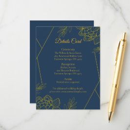 Cartão De Informações Detalhes do Casamento Elegância Dourada