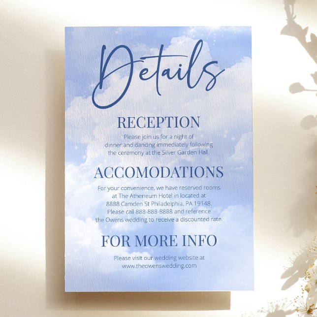 Cartão De Informações Detalhes do Casamento Elegante de Nuvens Brancas A (Criador carregado)