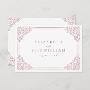 Cartão De Informações Detalhes do Casamento Elegante de Quadro Rosa Vint