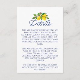 Cartão De Informações Detalhes do Casamento Elegante de Verão Amarelo Le