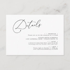 Cartão De Informações Detalhes do Casamento Elegante Elegante de Script
