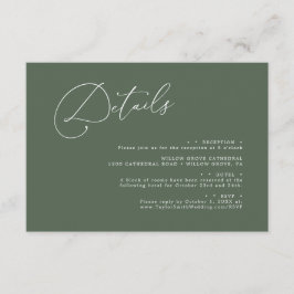 Cartão De Informações Detalhes do Casamento Elegante Elegante de Script