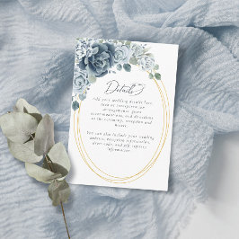 Cartão De Informações Detalhes do Casamento Elegante Floral Azul Dusty