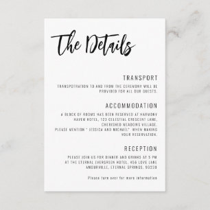 Cartão De Informações Detalhes do casamento Elegante 💍 Minimalista
