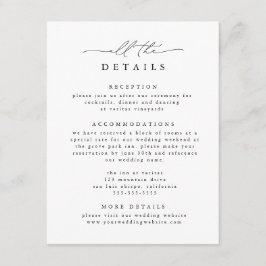 Cartão De Informações Detalhes do Casamento Elegante Moderno Negro e Bra