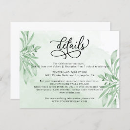 Cartão De Informações Detalhes do Casamento Elegante Moody Eucalyptus Gr