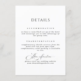 Cartão De Informações Detalhes do Casamento Elegante Simples Preto e Bra