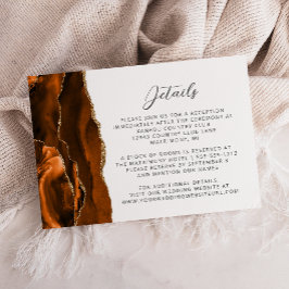 Cartão De Informações Detalhes do Casamento em Ágata Laranja Queimada Do