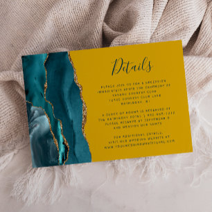 Cartão De Informações Detalhes do Casamento em Ágata Verde Dourado e Ama