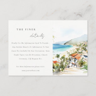 Cartão De Informações Detalhes do Casamento em Aquarela em Puerto Vallar