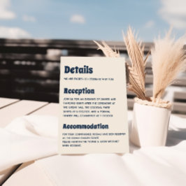 Cartão De Informações Detalhes do Casamento em Azul Marinho e Creme Mode